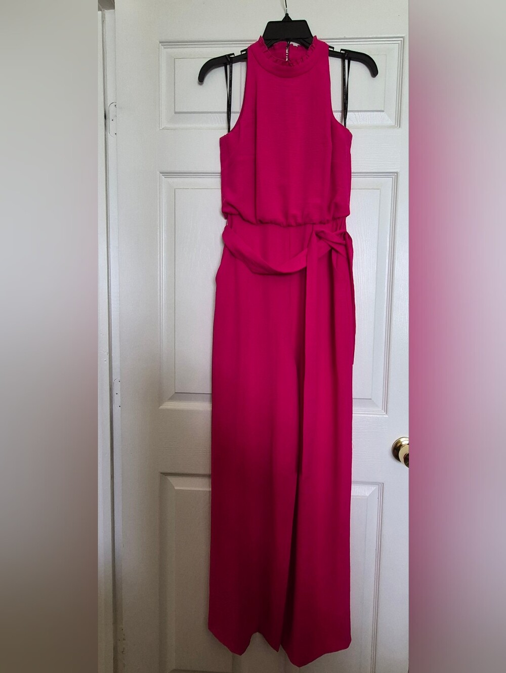 NWOT Vince Camuto Fuchsia Wide-Leg Halter Neck Jumpsuit with Waist Tie
